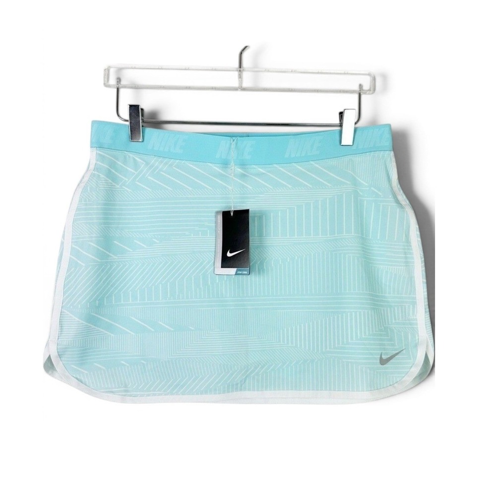 NEW Large Nike Women's Dri-Fit Flip Print Golf Skort Light Blue